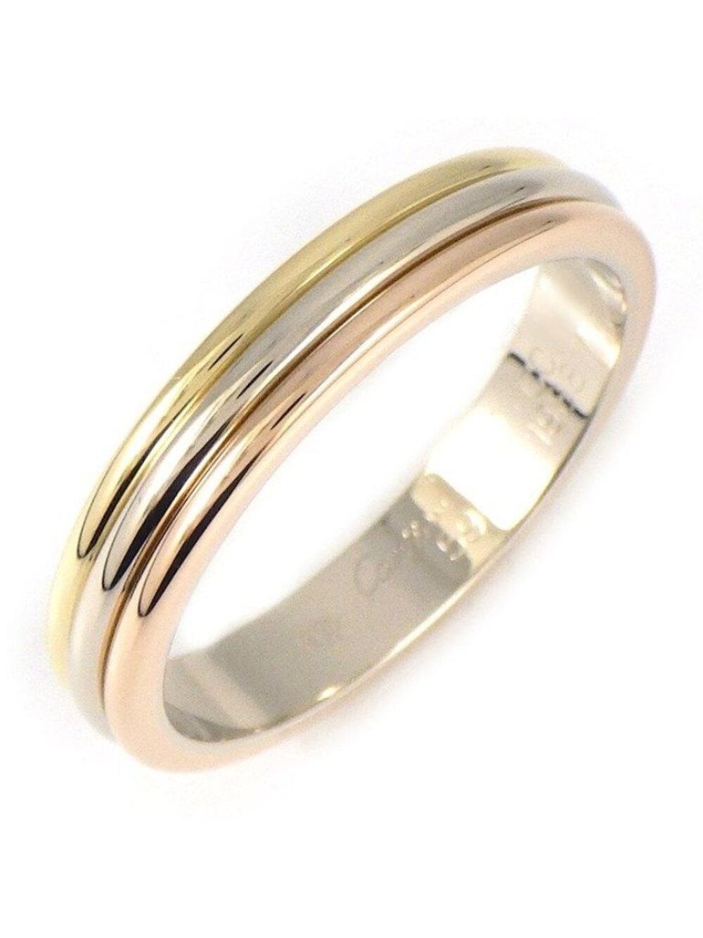 Cartier Ring Vendome Louis Wedding Band Three Color 18k Pink Gold 18k White